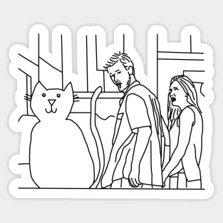 Distracted Boyfriend Yellow Cat Outline Sticker